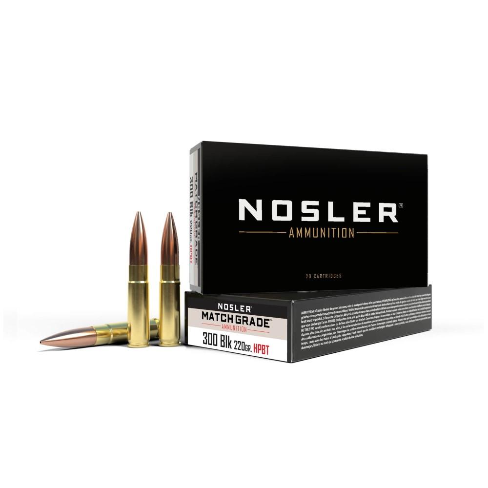 Nosler Match Grade Suppressor Ready Subsonic Rifle Ammunition 300 Blackout 220gr 1020 fps 20/ct