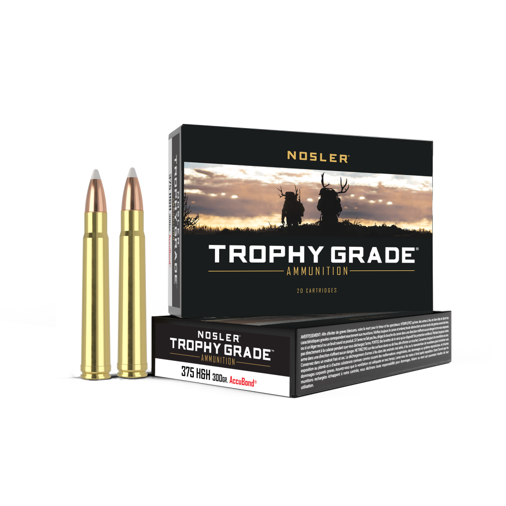 Nosler Accubond Trophy Grade Rifle Ammunition .375 H&H Mag 300 gr PT 2400 fps 20/ct