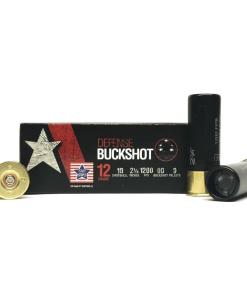 PPU Stars & Stripes Defense Buckshot Shotshells 12ga 2-3/4" 9-pellet 1200 fps 00 250/ct Case (25 Boxes)
