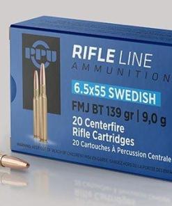 PPU Rifle Ammunition 6.5mm x 55 Swedish 139gr FMJ-BT 2540 fps 20/ct