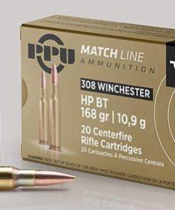 PPU Match Rifle Ammunition .308 Win Match 168 gr HPBT 2610 fps 20/ct