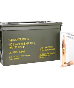 PPU Rangemaster Rifle Ammunition .50 BMG 625gr FMJ 2940 fps 120/ct (Metal Can)