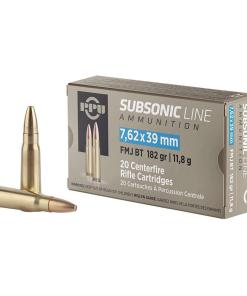 PPU Subsonic Rifle Ammunition 7.62x39mm 182gr FMJ 1033 fps 20/ct