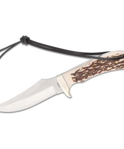Schrade Uncle Henry Staglon Fixed Knife 4-1/4" Clip Point Blade with Leather Sheath