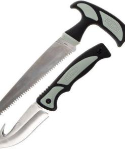 Battenfeld Knives Old Timer Hunter Combo Serrated Blade and Guthook Blade Black and Grey