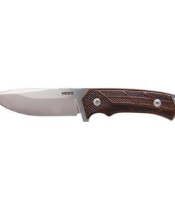 WOOX Rock62 Fixed Knife 4-1/4" Drop Point Blade Walnut Checkered