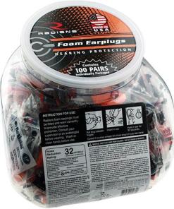 Radians 100 pairs of Uncorded Foam Earplugs in Poly Bags in a Jar