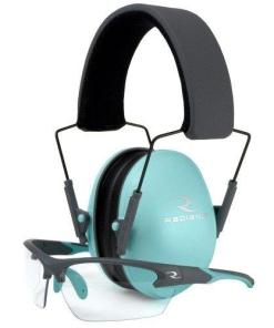 Radians Lowset Ladies Range Combo 21dB Ear Muffs and Charcoal/Teal Shooting Glasses with Clear Lens