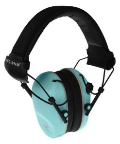 Radians Dual Microphone Electronic Earmuff 3.5mm Stereo Jack 23dB Black Aqua