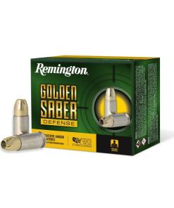Remington Golden Saber Defense Handgun Ammunition 9mm Luger 124gr BJHP 1125 fps 20/ct