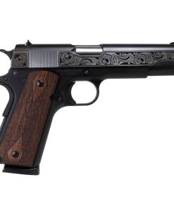 SDS Imports Tisas "Filigree Stainless Steel" 1911 A1 Service 45 Handgun .45 ACP 8rd Magazine 5" Barrel Black Cerakote