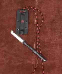 Templar Neck Knife Black Powder D2 2 2/5" Drop Point Blade Silver