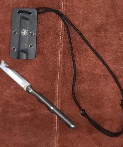 Templar Neck Knife Black Powder D2 Tanto Silver