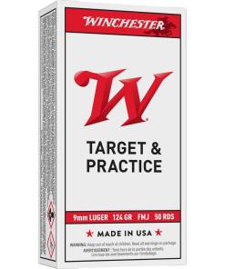 Winchester USA Handgun Ammunition 9mm Luger 124 gr. FMJ 1140 fps 50/ct