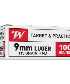 Winchester Target Handgun Ammunition 9mm Luger 115 gr. FMJ 1190 fps 100/ct