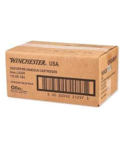 Winchester USA 9mm 115 gr. FMJ Bulk 1000/rd Case (5-boxes/200RD)