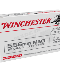 Winchester M193 Target Rifle Ammunition 5.56mm 55 gr. FMJ 3180 fps 20/ct