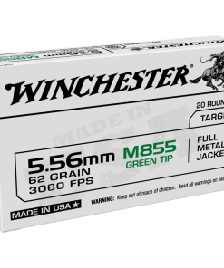 Winchester USA Lake City M855 Green Tip Rifle Ammunition 5.56mm 62 gr. FMJ 3060 fps 20/ct