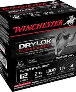 Winchester Super-X Drylok Super Steel Shotshells 12ga 2-3/4" 1-1/4oz 1300 fps #4 25/ct