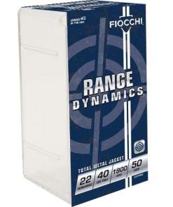 Fiocchi Range Dynamics Rimfire Ammunition .22 WMR 40 gr. TMJ 1900 fps 50/ct