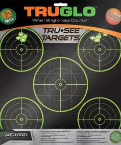TRUGLO TRU-SEE Self Adhesive Targets - 5 Bullseye 12x12 Green 12 Pack