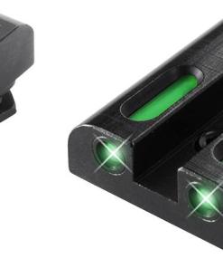 Truglo TFX Tritium/Fiber-Optic Day/Night Sights Fits GLOCK 17 / 17L 19 22 23 24 26 27 33 34 35 38 AND 39 - White Outline Front/Rear Green