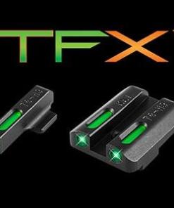 Truglo TFX Tritium/Fiber-Optic Day/Night Sights Fits KAHR Arms K MK P PM T &TP Models with New Dovetail (Post 2004) White Outline Front/Rear Green