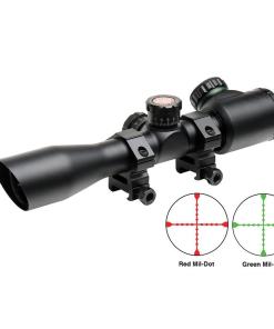 Truglo Tru-Brite Extreme Tactical Compact Rifle Scope with Rings - 4x32mm Dual Color Illum. Mil-Dot  4" Matte