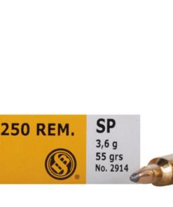 Sellier & Bellot Rifle Ammunition .22-250 Rem 55 gr SP  - 20/box