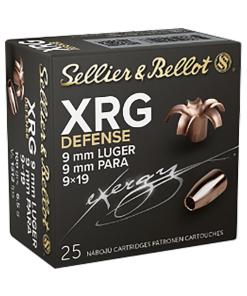 Sellier & Bellot XRG Defense Handgun Ammunition 9mm 100gr HP 1312 fps 25/rd