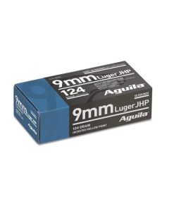 Aguila Ammunition 9mm Luger Handgun Ammo - 124 Grain | JHP | 50rd Box