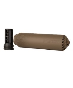 Huxwrx FLOW 762 Ti Suppressor + Muzzle Break - FDE