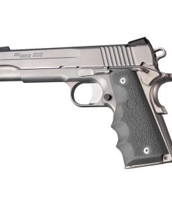Hogue 1911 Gov't Rubber Handgun Grips with Finger Grooves Slate Grey