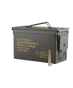 PPU Rifle MC Garand Ammunition .30-06 Springfield 150 gr FMJ 2745 fps 500/ct